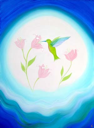 "Hummingbird of Eden" 30" x 40" Acrylic on canvas