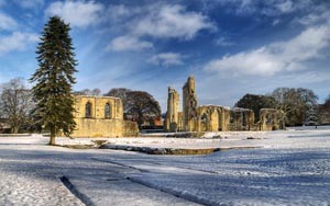 Glastonbury Abbey in the Snow - Limited Edition Print 45.9" x 28.5"