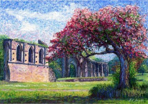 Glastonbury Abbey Blossom 2? - print on streched canvas