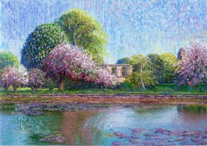 Glastonbury Abbey Lily Pool - print on stretched canvas