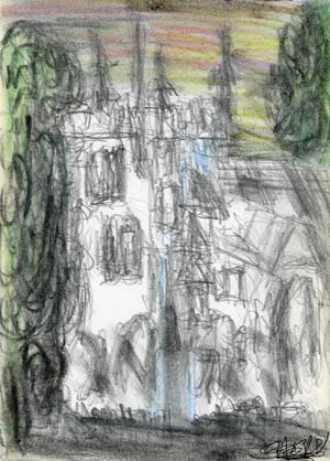 Impressionistic of a churchyard 2 - giclee print