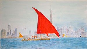 Dhow Sailing in Dubai - giclee print