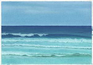 Wave watching at Sennen Cove, Cornwall 1 - Giclee A4 Print