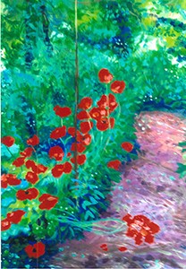 Garden Poppies (I), original acrylic